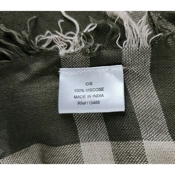 Isa & Stef Womens Embroidered Scarf Wrap Viscose Military Green Fringe 24"x74" - Picture 7 of 8